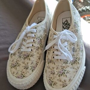 Vans Women's Floral Canvas Sneakers - White and Purple